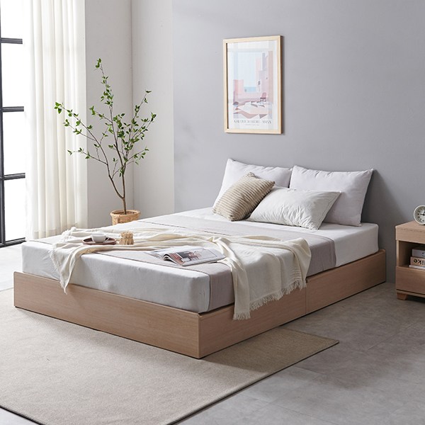  베드리움 플레인 벙커수납 침대 + 매트리스 방문설치, 메이플 