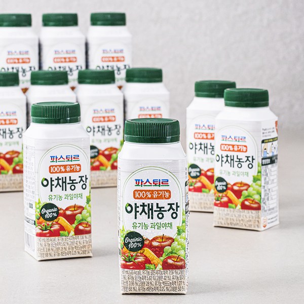 파스퇴르 유기가공식품인증 야채농장 과일야채, 190ml, 24개