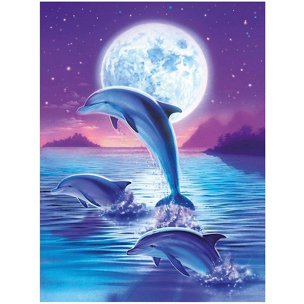 메이리앤 보석십자수 DIY 비즈공예 키트 30 x 40 cm, 0013.돌고래와 달, 1세트