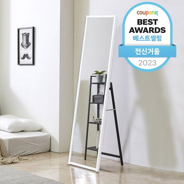  데코퍼니쳐 거치경 전신거울 300 x 1500 mm, 화이트 