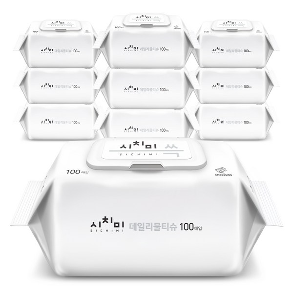 한스웰 시치미 쓱 데일리 물티슈 캡형, 50gsm, 100매, 10개