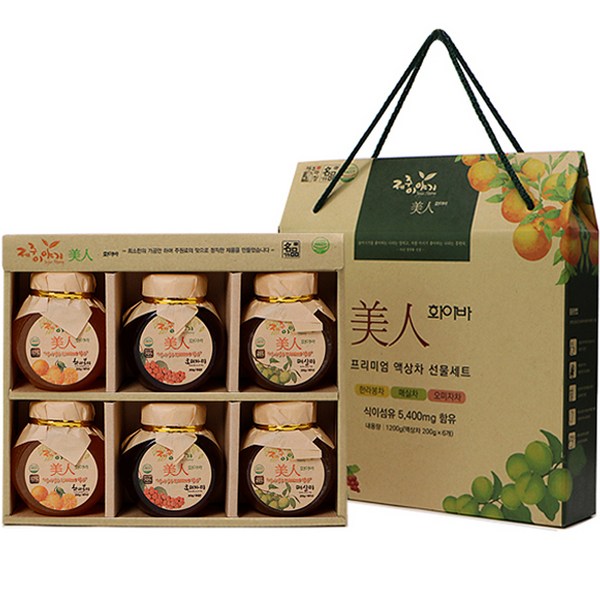 제주이야기 미인 화이바 꼬마 액상차 6종 선물세트, 한라봉차 + 오미자차 + 매실차, 1세트