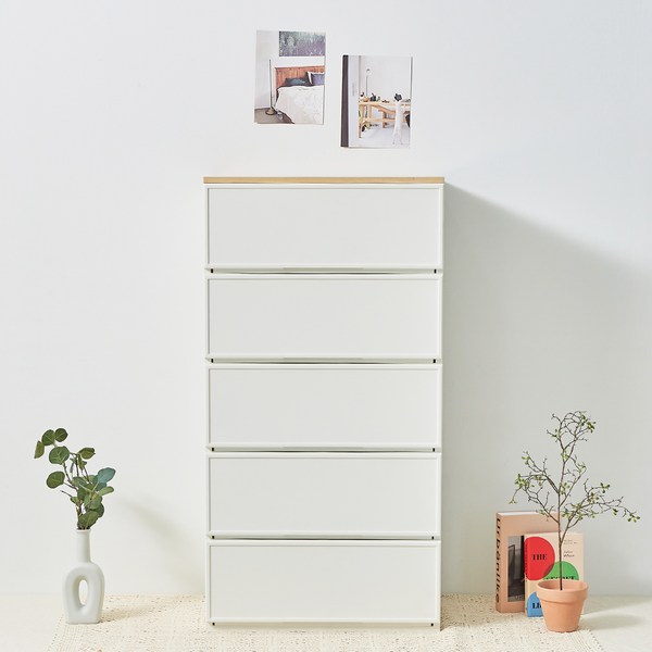  씨밀렉스 래폴드 모듈 서랍장 600 와이드 5단, 무디파스텔 화이트, 5개 