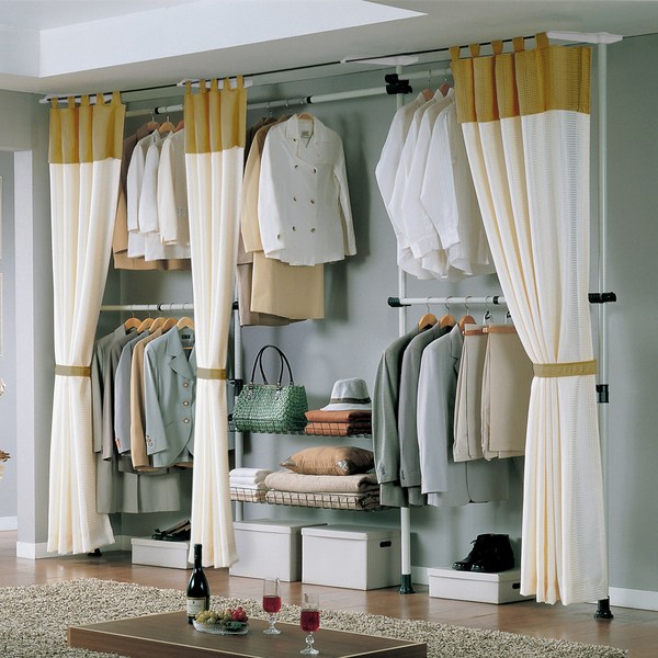 가화홈시스 5단 옷걸이 2단 수납바구니형 트리플커튼 행거 LB4502STC, 아이보리 + 검정