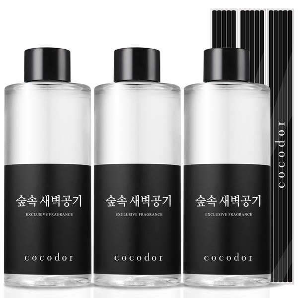 코코도르 리필액 + 리드스틱 5p, 숲속새벽공기, 200ml, 3개