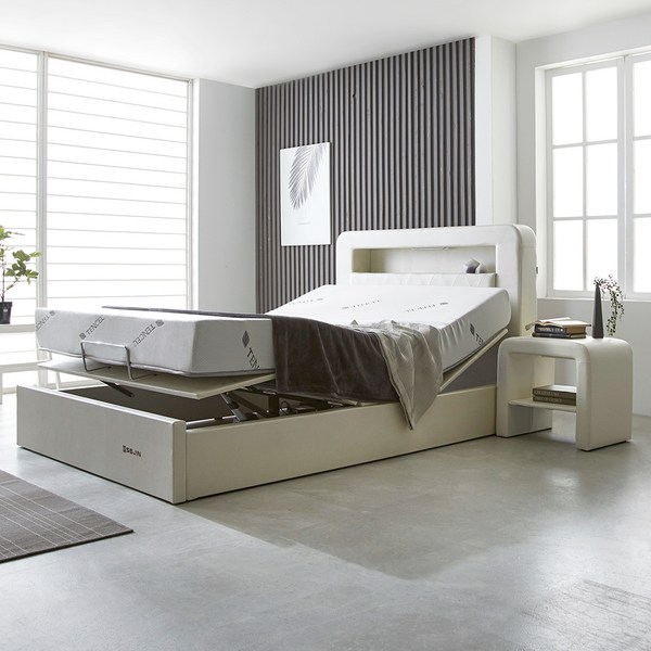  세진침대 벨리타 무중력 LED 모션베드 + 하이브리드 라텍스 매트리스 방문설치, 펄크림화이트 