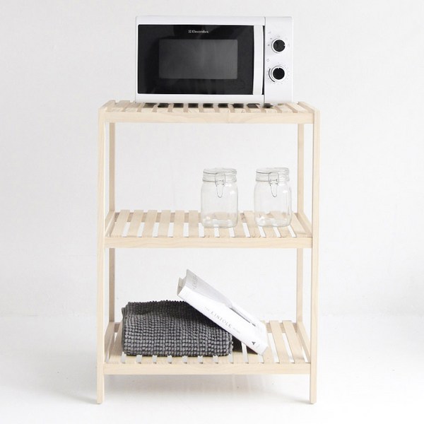 올리빙 원목 렌지대 겸용 다용도 수납장 3단