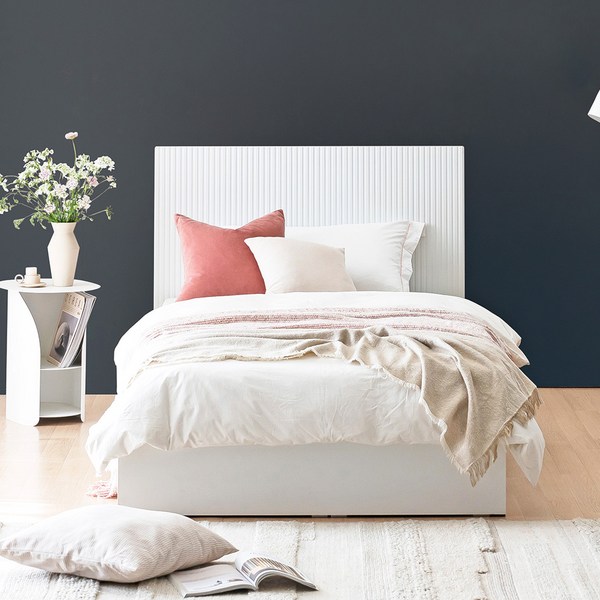  레이디가구 블랑 프리미엄 템바보드 호텔식 수납침대 방문설치, 화이트 