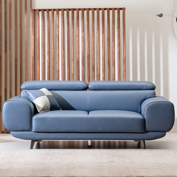  웰퍼니쳐 제이스 헤드 무빙 가죽 3인용 소파 방문설치, 미스티 블루 