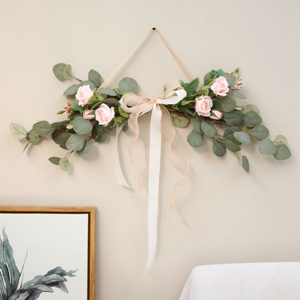  아침향기 장미 조화 가랜드, 연핑크 