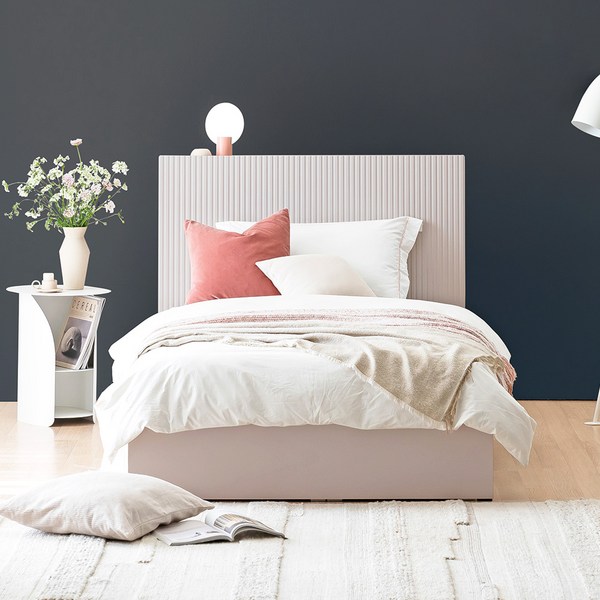  레이디가구 블랑 프리미엄 템바보드 호텔식 수납침대 방문설치, 핑크베이지 