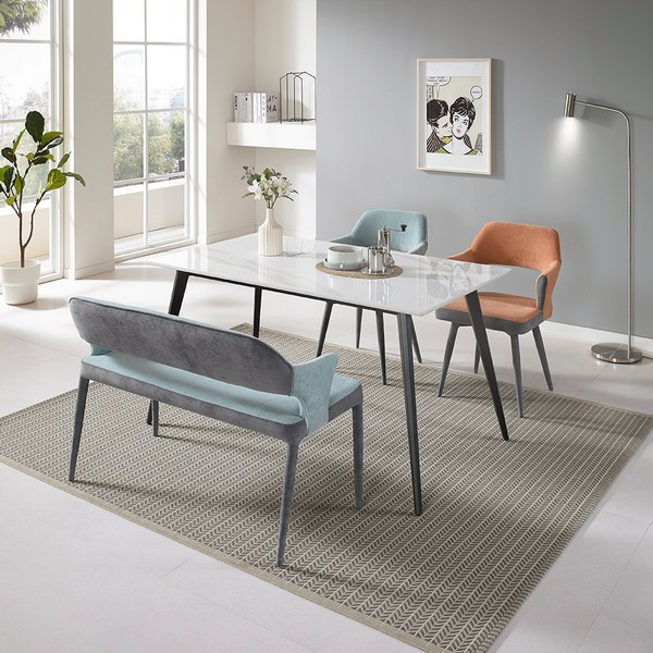 로드퍼니처 딜라잇 양면 세라믹상판 1400 식탁 + 일반의자 2p + 벤치의자 1p 세트 4인용 방문설치, 화이트마블 + 그레이마블