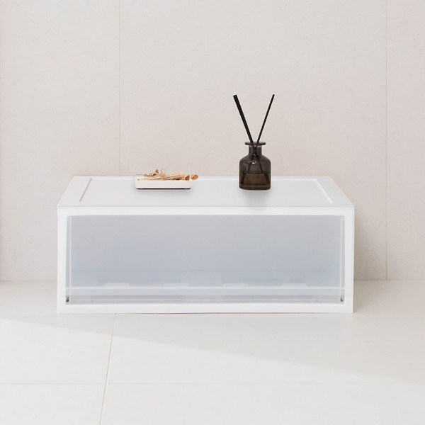 샤바스 1단 수납박스, 화이트 + 투명, 1개