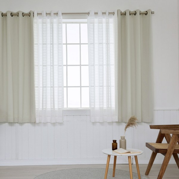 까르데코 디망쉬 암막커튼 2p + 코코체크 레이스커튼 2p 세트 창문커튼