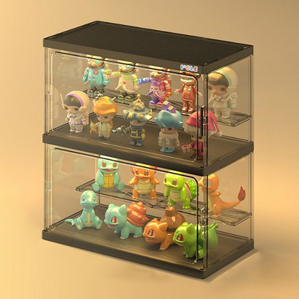  아이끌레 어셈블클리어 피규어 보관함 블랙 2단, 1개 