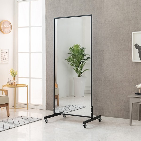 라인아트 애채 BIG 와이드 전신거울 스탠드형 YJ-P31, 블랙 