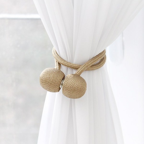  잇데코 자석 커튼홀더 커튼타이백 커튼볼, 브라운, 2개 