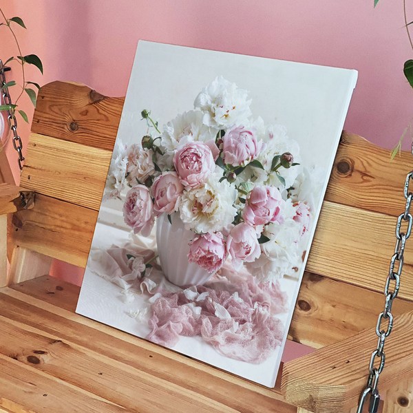  꾸밈 캔버스액자 재물을 불러오는 작약 꽃화분 1 재물 ga849, 1.재물 