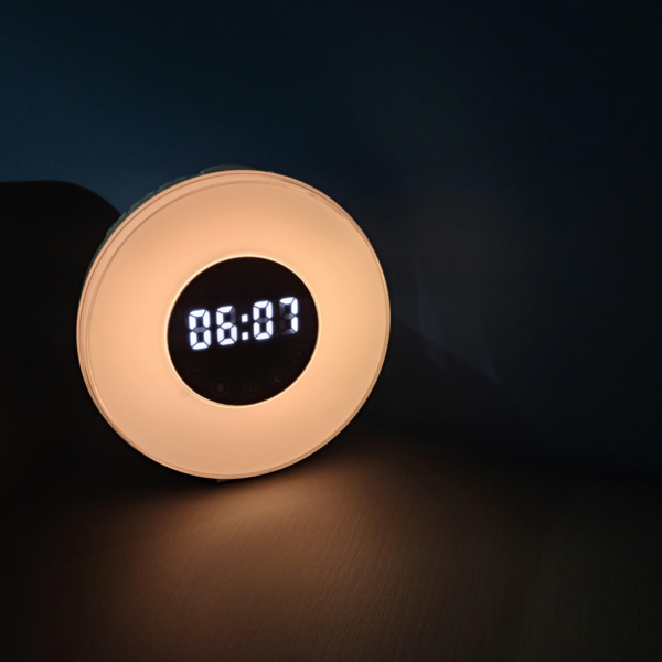 알람시계 조명 탁상 디지털 무소음 LED 무드등 인공태양 썬슬립, 화이트 