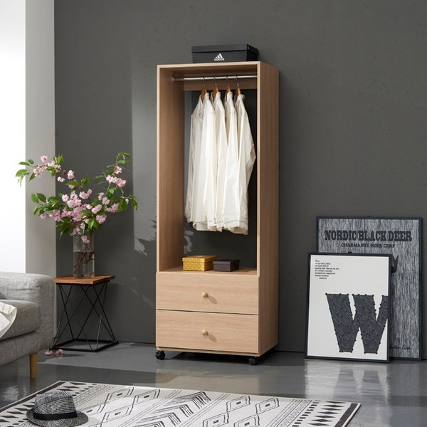  리츠데코 이동식 서랍형 행거 600 옷장 장롱/붙박이장>>긴옷장, 오크 