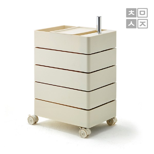취미상자 360도 회전서랍 이동식 트롤리 5단, 01 크림 아이보리