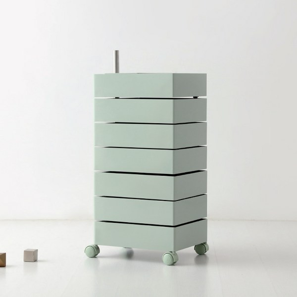 마켓비 BINGEURI 회전서랍 트롤리 7단, 그린