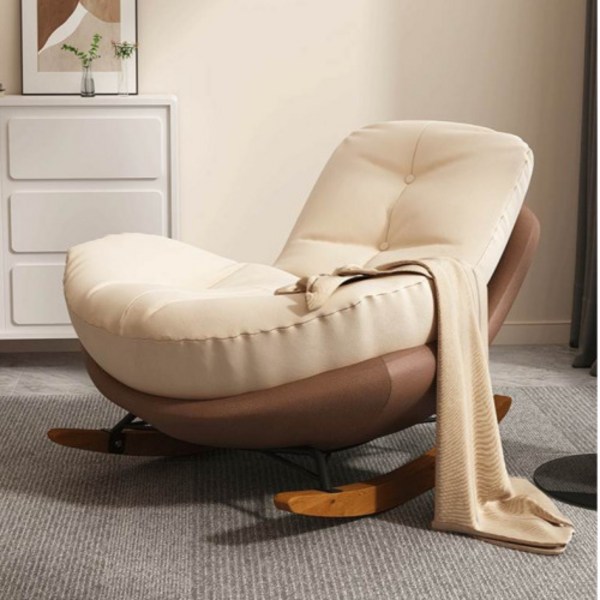 Veloce 흔들의자 고급 리클라이너 북유럽 스윙체어 수유의자, 엘루우+스툴, 1개