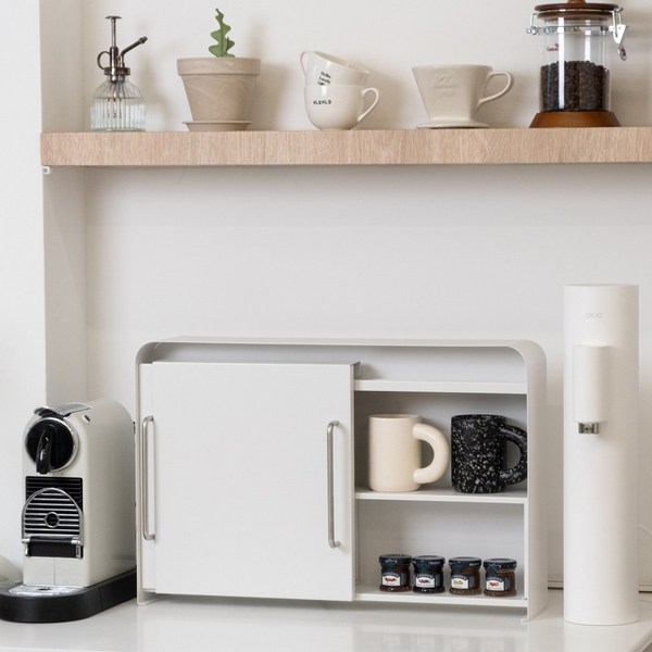 마치 슬라이딩 철제 수납장 조미료 양념통 선반, 화이트_스텐드형