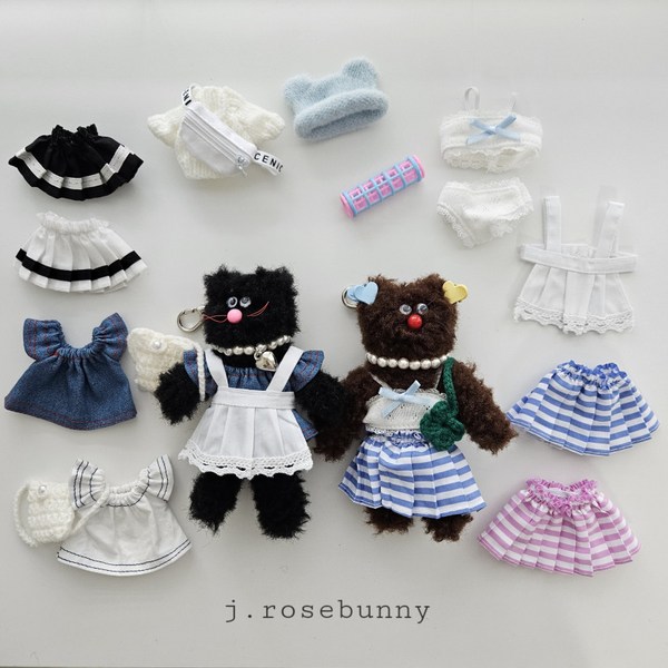 모루인형옷 10cm 15cm 인형꾸미기 인형 니트 치마 원피스, 레이스수영복세트화이트(블루리본)