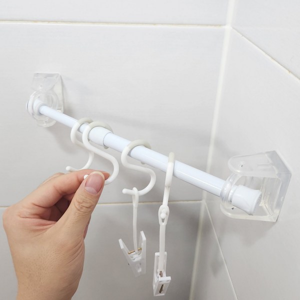 공간마법사 모서리에 거는 무타공 부착식 미니 압축봉 홀더