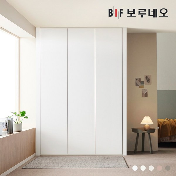  보루네오 10cm 레스 무몰딩 여닫이 붙박이장 작은방 4자 5자 6자 7자, 푸쉬풀, 화이트 10cm 