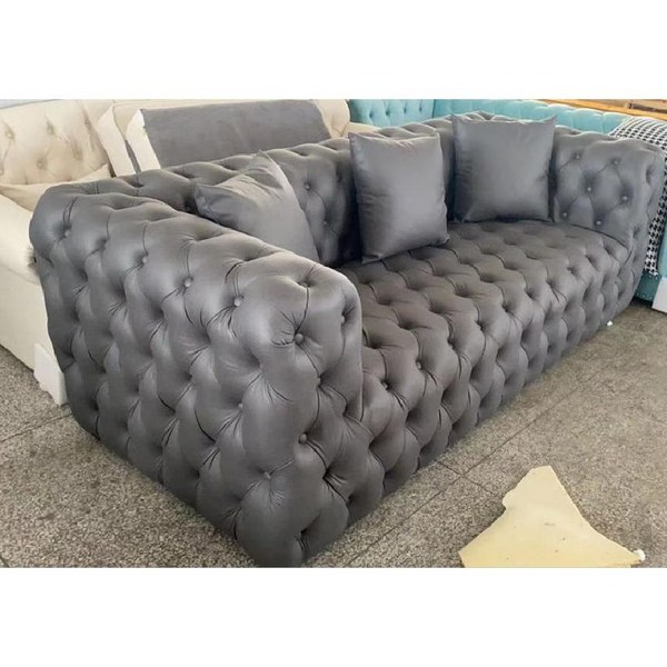 나뚜찌 쇼파 넓은 카우치 침실 우아미 이태리 패브릭 럭셔리, 3분(전체 215 cm), 다크 그레이(방수 레더)