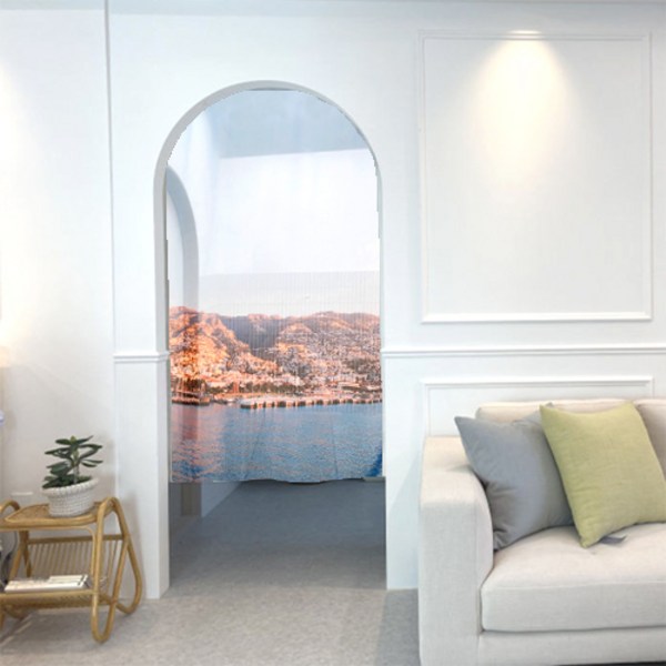  에이치제이홈 하와이 남유럽 쉬폰 패브릭포스터 가리개커튼 봉집형 150 180 230, port(항구) 