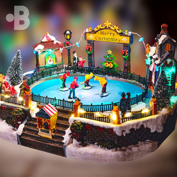 본디자인랩 크리스마스 오르골 기차 아이스링크 회전목마 마을 자동회전 코스트코, 빌리지_아이스링크장에서 (FQ22019)