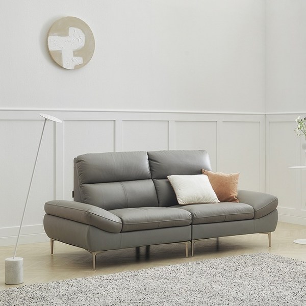  한샘 엠마 컴포트 천연면피가죽 3인용 소파(3종/택1), 미드 그레이(B) 