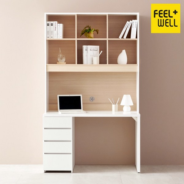 필웰 레트라4단서랍장상부책상세트1200X600 오픈형, 화이트서랍:화이트상판