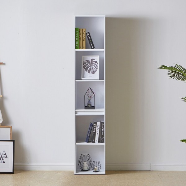 로드 400 오픈형 5단 책장 북카페 파티션 거실 서재 작업실 틈새 선반장, 화이트