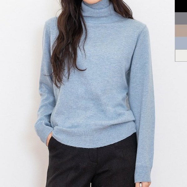 PKT 1012 여자 라니트티 폴라 겨울 상의 캐시미어폴 반 여성 가을