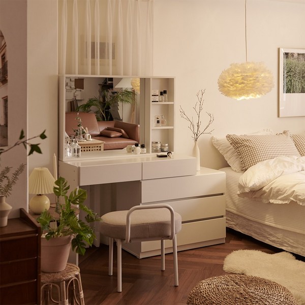 (특가) 그린우드 시에라 1000 확장형 콘솔서랍장 화장대 거울포함, 시에라_화이트, 선택없음