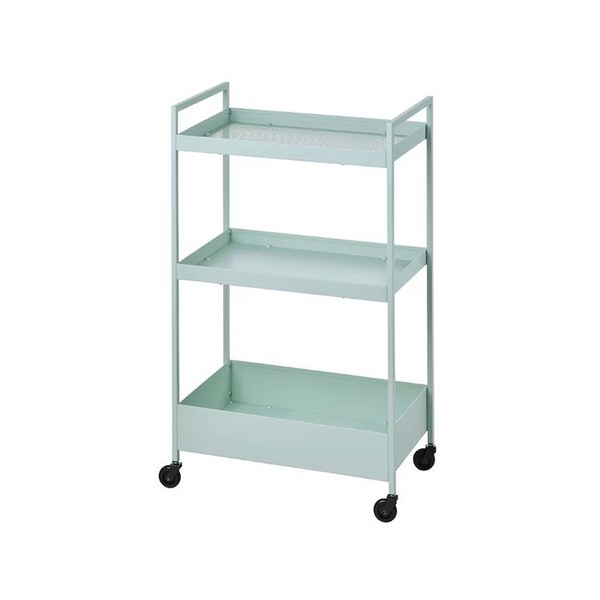  이케아 니사포르스 이동식 카트 3단 트레이 철제 수납 정리함 서빙카 블랙 화이트 민트, 1개 