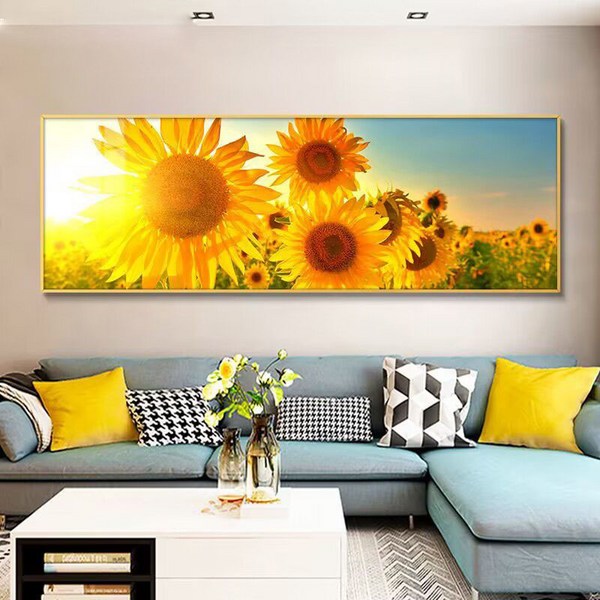 황금빛 재물운 해바라기 액자 활짝핀 해바라기그림 벽화 거실 승진선물 풍수그림 개업선물 부모님선물 집들이 축하선물 부자인테리어 해바라기들녘
