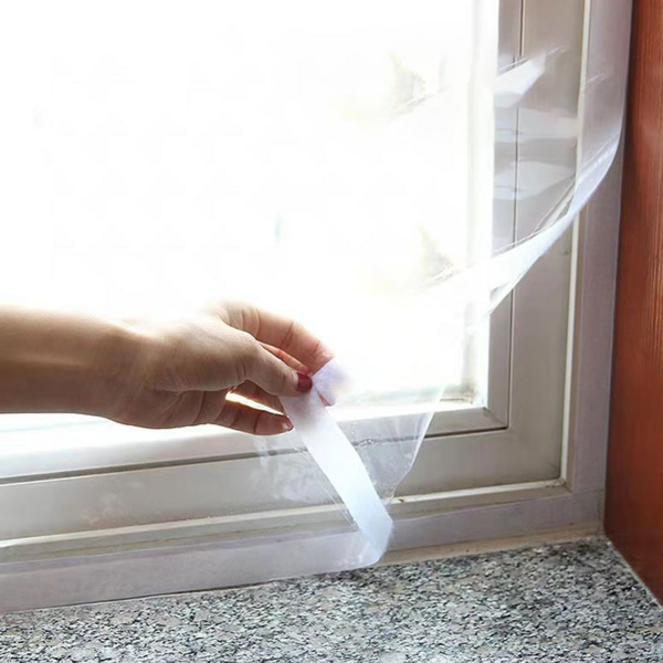  이너스 겨울 맞춤 DIY 우풍차단 방풍비닐 접착식 벨크로 바람막이 방풍막 180*180, (1개) 방풍비닐+테이프set 