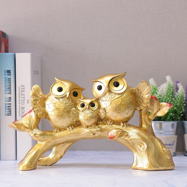  골드디자인 재물듬뿍 골드 부엉이 돈나무 장식품 풍수 인테리어 소품 개업선물, G30 