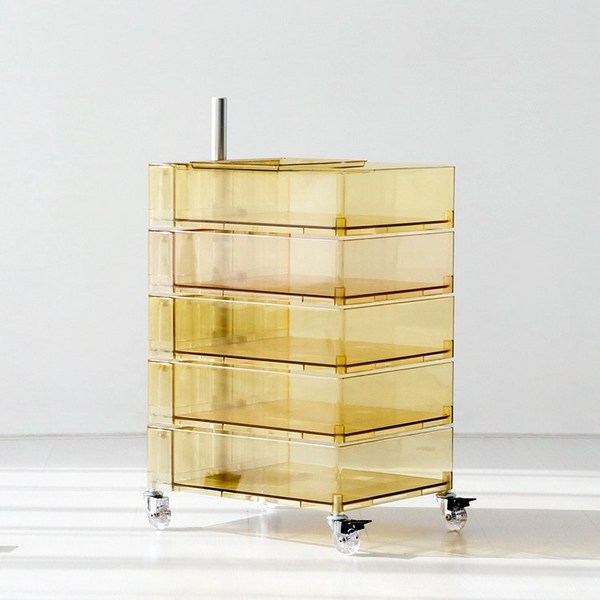 마켓비 BINGEURI 회전서랍 트롤리 5단, 투명옐로우