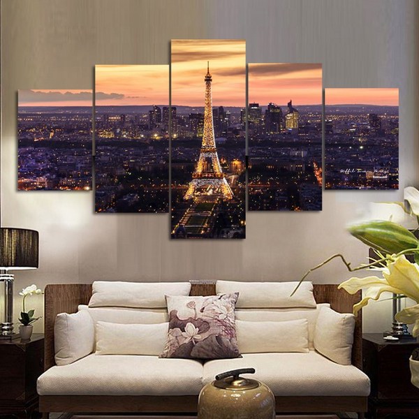  인메이블 거실 인테리어 캔버스 액자 57종 대형 분할 그림 북유럽 카페 풍경 사진 식물 집들이 선물 소품, 16-2.[I] 나이트에펠탑 5세트 