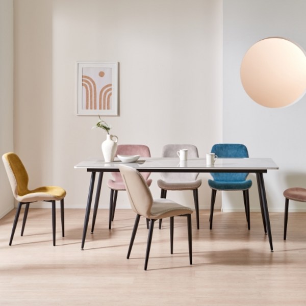 가구앤하우스 앙상블 디럭스 6인용 1800 18T 양면 포세린 세라믹 식탁 테이블, 유광 화이트+유광 그레이+블랙