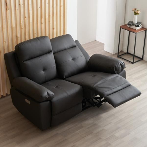 에보니아 헤븐 전동 리클라이너 2인용 쇼파 에어레더 [착불배송], 다크그레이