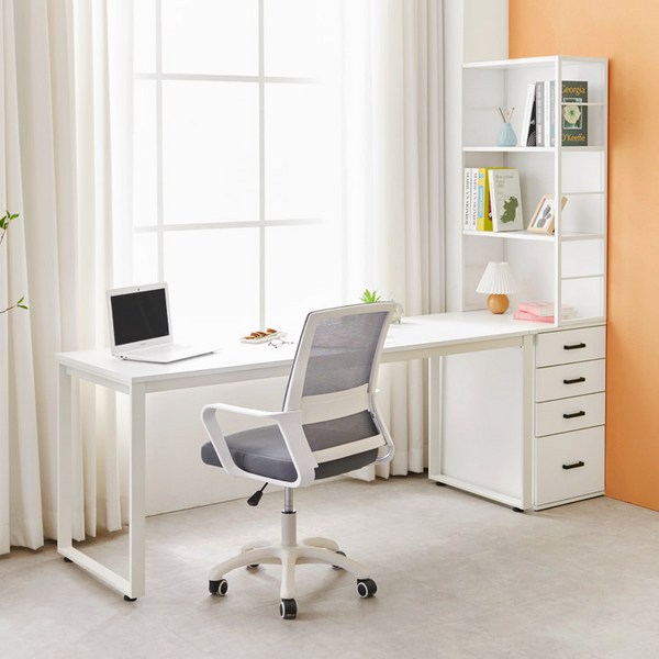 e스마트 아라 학생 철제 H형 책상 서랍장포함, 1800 책상 메이플