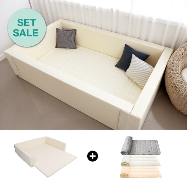  베베끌레르 끌레르 범퍼침대세트(그랜드size+맞춤형패드), 퓨어아이보리, 아이보리 