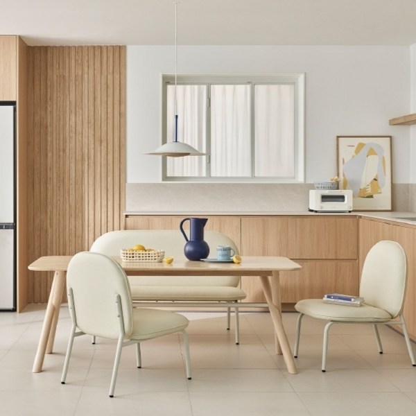  한샘 투티 6인 낮은 식탁세트(스틸의자2 2인의자1 포함), A형 아이보리(인조가죽)(A) 